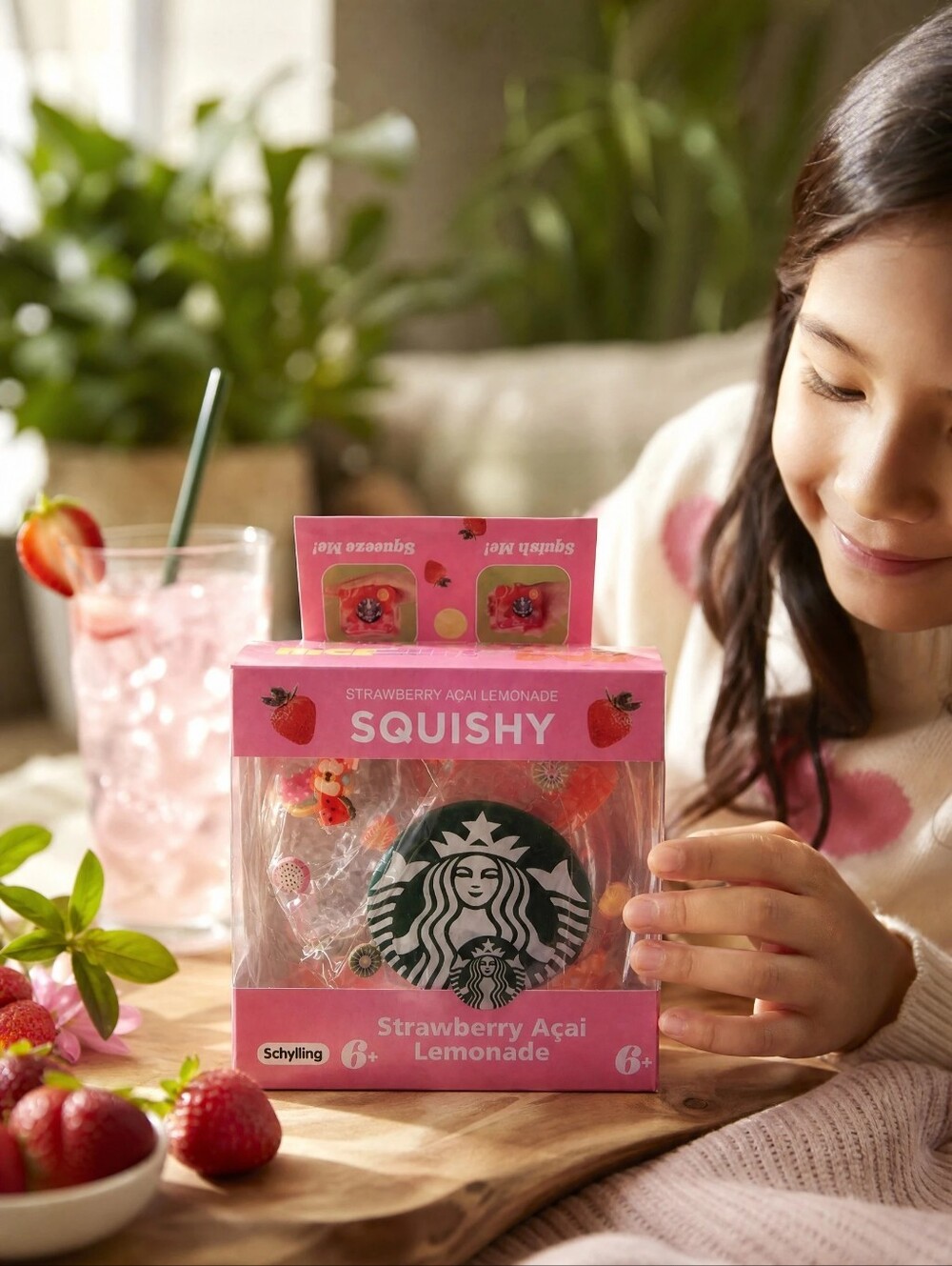 Starbucks Nee Doh Strawberry Açai Lemonade Squishy- Pink Green Blue Cube